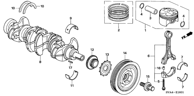 Crankshaft - Piston (2.0L) - 2008 Honda Civic 2 Door SI KA 6MT