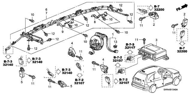 77960-SWA-A21 - Genuine Honda SRS Unit