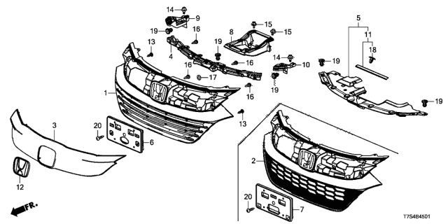 T7a J00 Genuine Honda Beam Fr Grille Center Upper