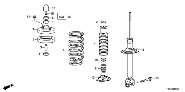 52611-T2A-A13 - Genuine Honda Shock Absorber Unit, Rear