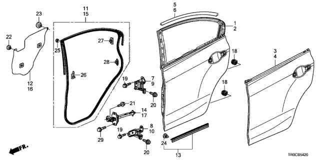 67865-tr3-a01 - Genuine Honda Tape, L. Rr. Door Sash (upper)