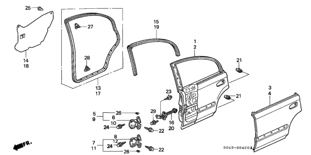 Rear Door Panels - 1996 Honda Civic 4 Door LX (A/C) KA 5MT