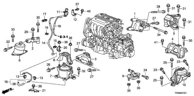 Engine Mounts (L4) - 2012 Honda Crosstour 5 Door EX (4 CYLINDER) KA 5AT