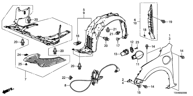 T2a A00zz Genuine Honda Stay R Fr Fender