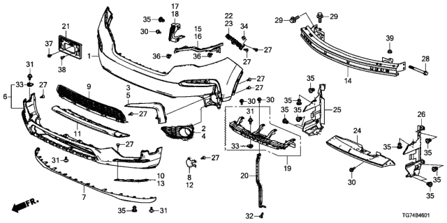 Tg7 A50 Genuine Honda Garnish B R Fr Bumper