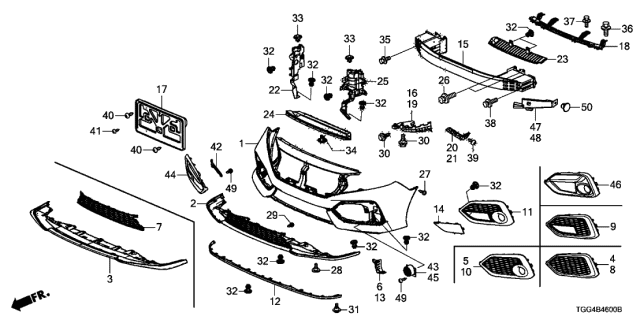 Tgg A00 Genuine Honda Grille Front Bumper Lower