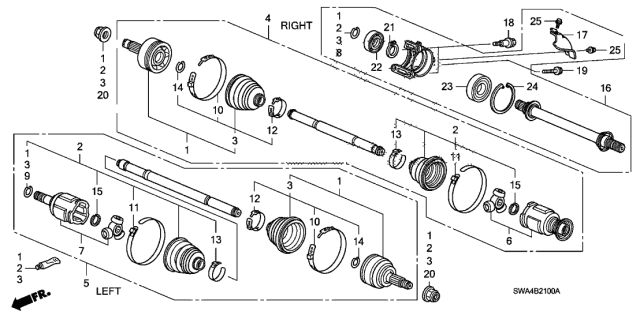 44305-SXS-A11 - Genuine Honda Driveshaft Assembly, R