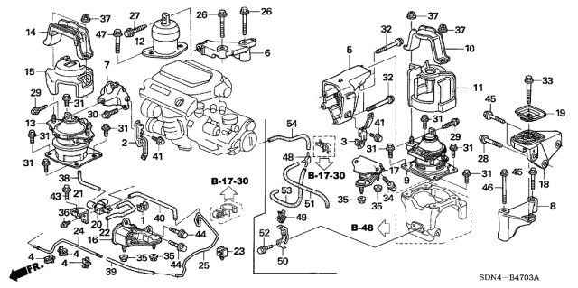 50810 Sdb A02 Genuine Honda Rubber Rr Engine Mounting At