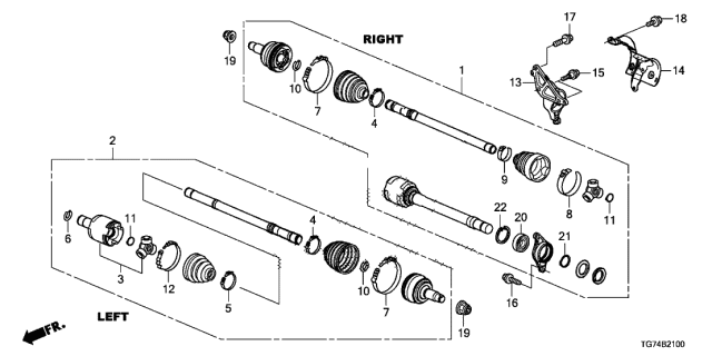 44305-TZ5-A11 - Genuine Honda Driveshaft Assembly, Passenger Side