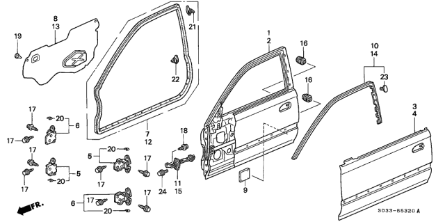 1997 honda civic door panel