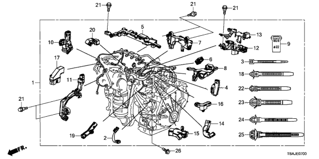 Engine Wire Harness 2019 Honda Civic 4 Door Ex Turbo Ka Cvt