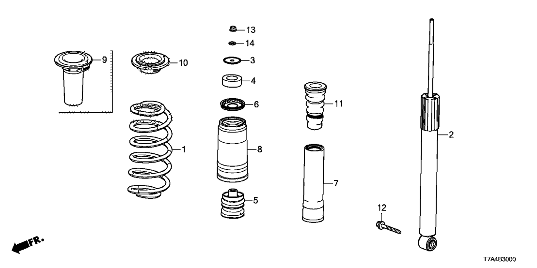 Honda 52611-T7W-A72 Shock Absorber Unit, Rear