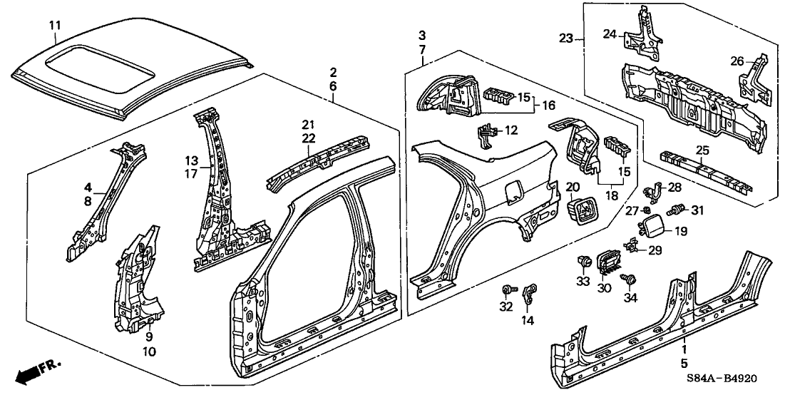 Honda 04645-S4K-305ZZ Panel Set, L. FR. (Outer)