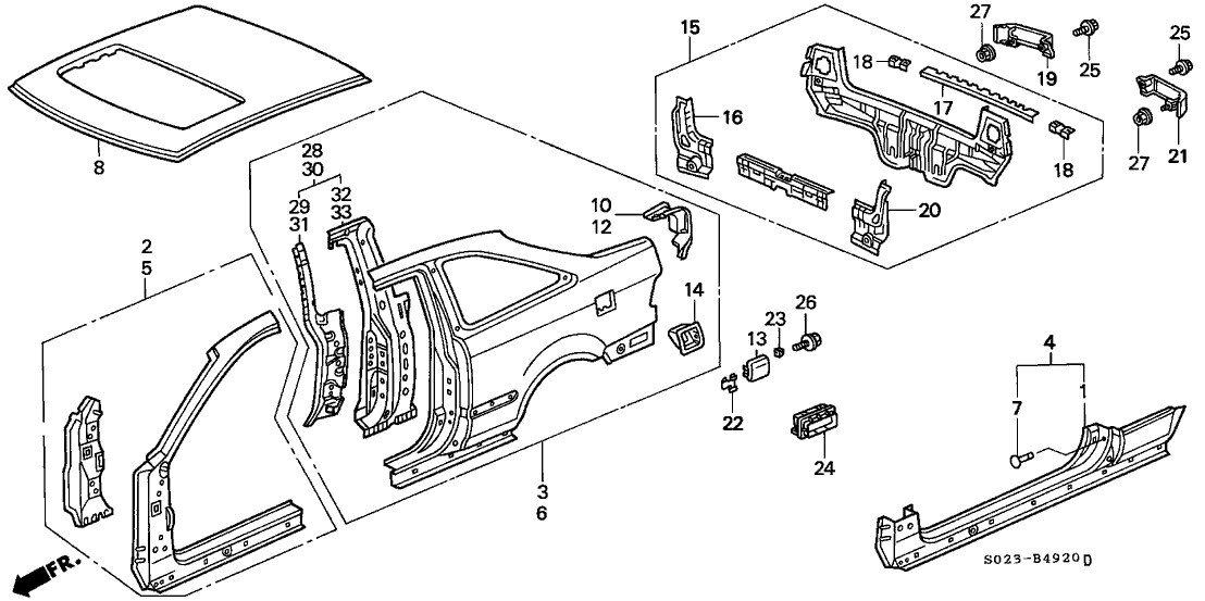 Honda 04636-S02-A11ZZ Panel Set, R. RR. (Outer)