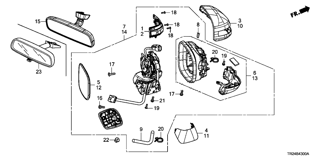 Honda 76258-TR2-306 Set Driver Side, Mirror Assembly