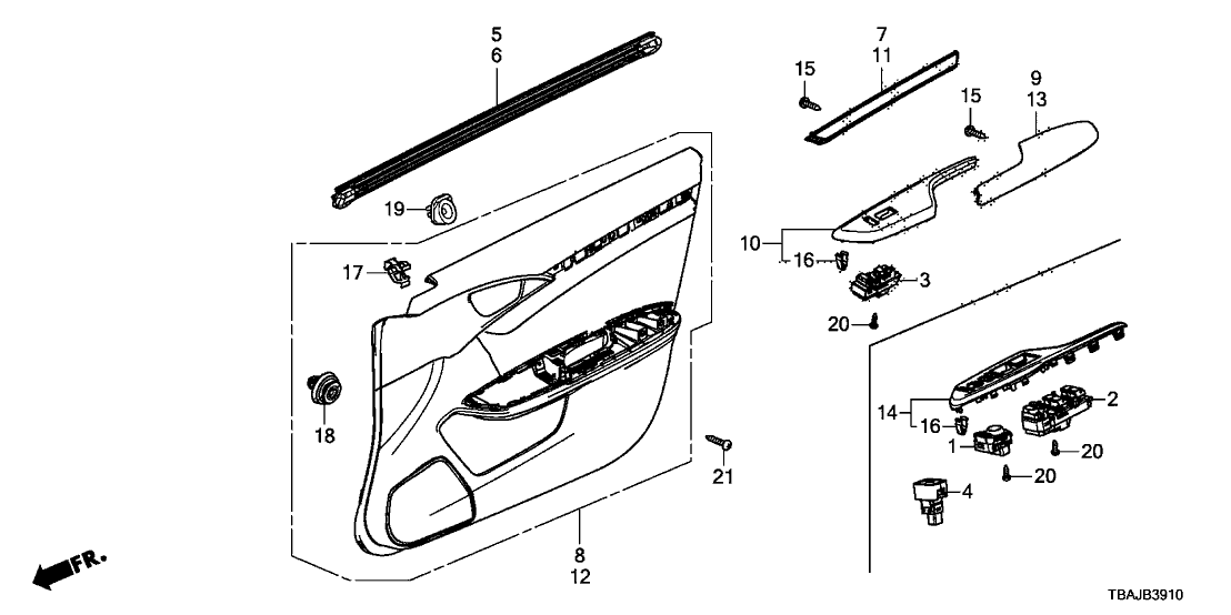 Honda 35750-TBA-A31 Switch Assembly, Power Window Mas