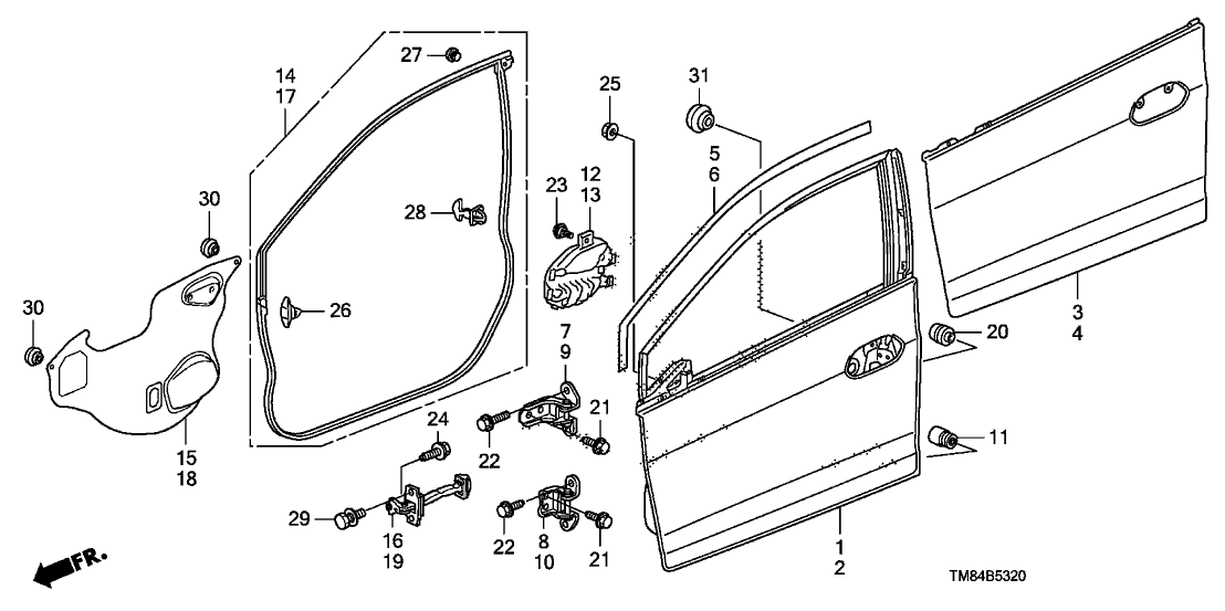 Honda 67420-SDC-A01ZZ Hinge, Right Front Door (Lower)