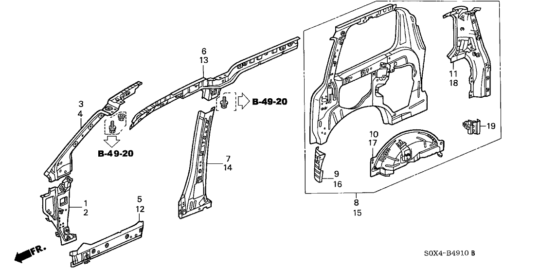 Honda 64300-S0X-A00ZZ Panel, R. RR. Inside