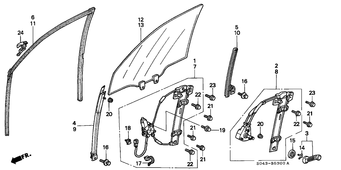 Honda 73350-S04-900 Glass Assy., L. FR. Door (Green)