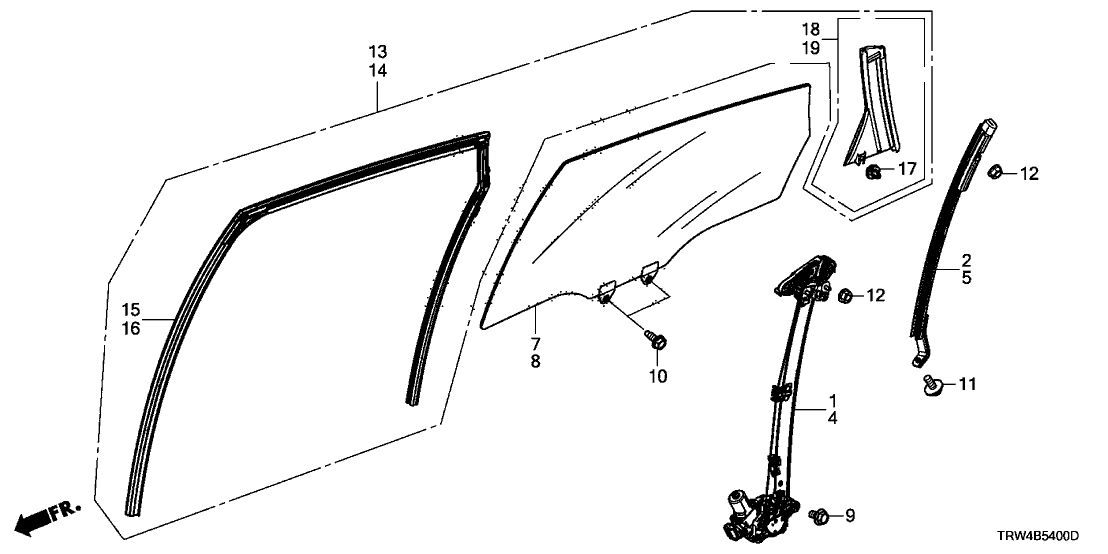 Honda 72775-TRV-305 Runchannel Set, Left Rear Door