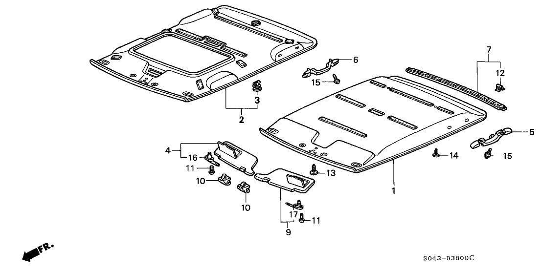 Honda 83200-S01-A10ZB Lining Assy., Roof *YR98L* (Sunroof) (COAST SAND)