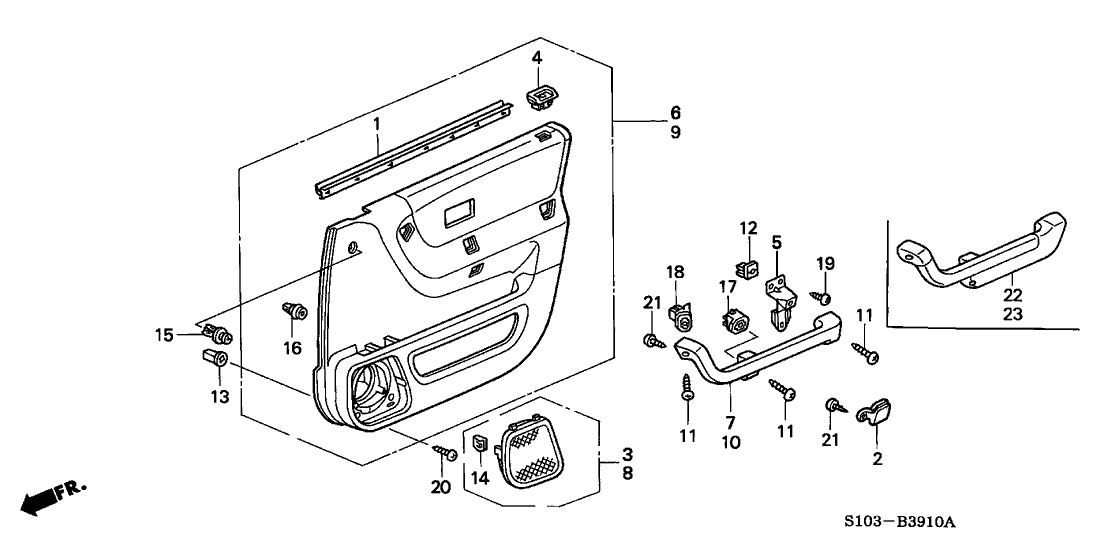 Honda 83580-S10-000ZB Lining Assy., L. FR. Door *NH293L* (SEAGULL GRAY)