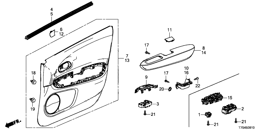 Honda 83502-THX-A01ZA LINING, R. FR. DOOR (LOWER) (TYPEB)