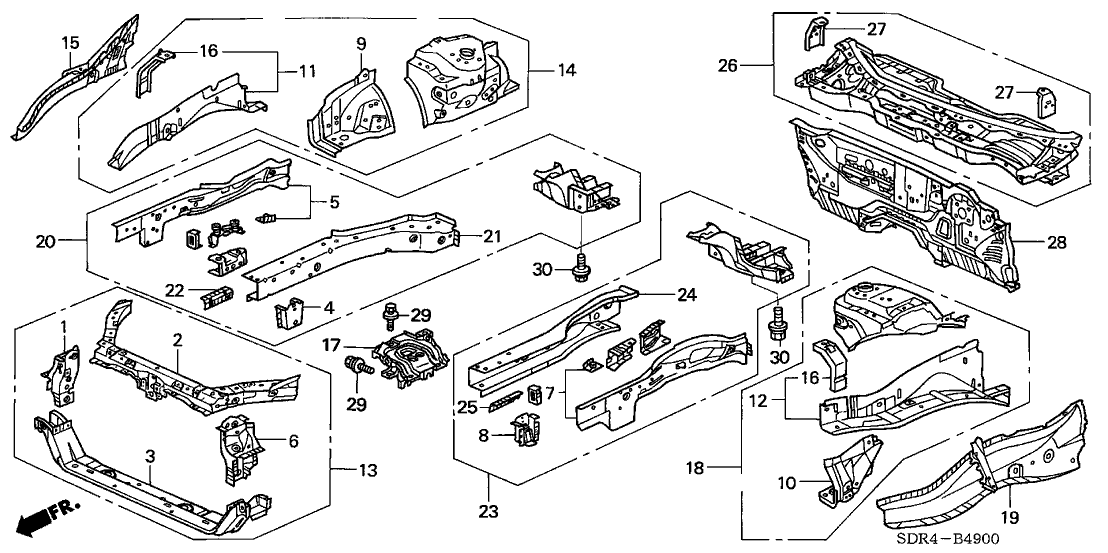 Honda 60910-SDR-A00ZZ Frame, L. FR. Side