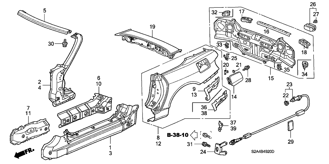 Honda 63320-S2A-300ZZ Extension, R. RR. Fender (Lower)