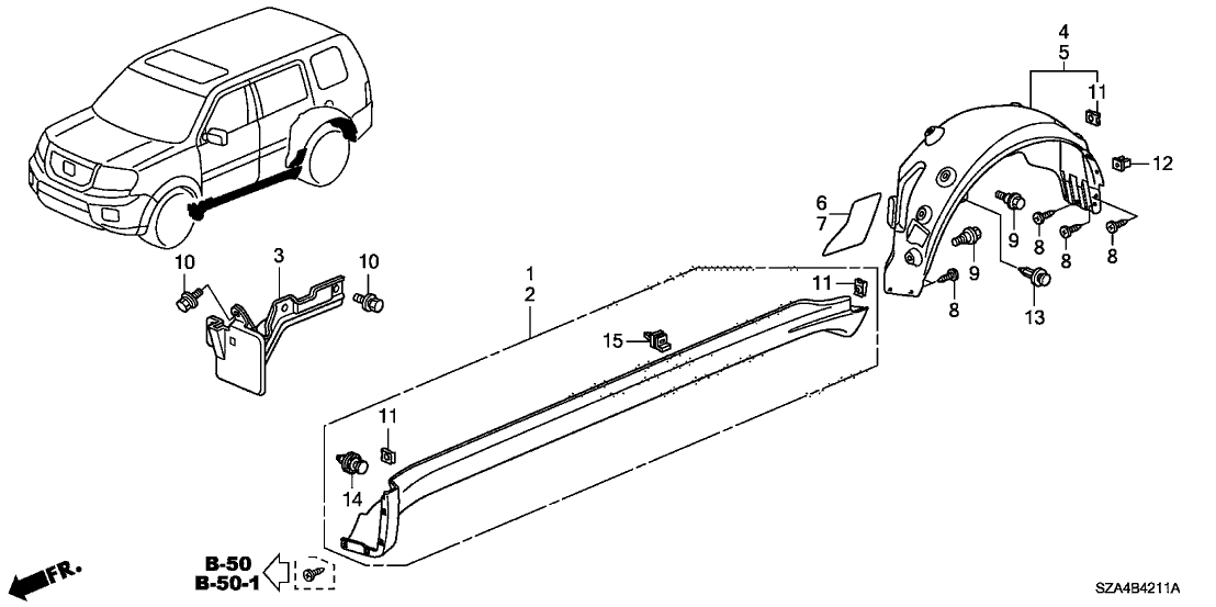 Honda 71850-SZA-A01 Gar Asy L,Side Sill