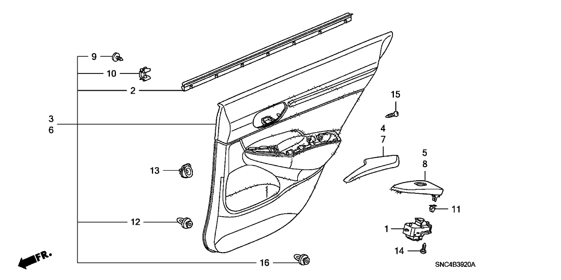 Honda 83703-SNC-A11ZA Lining, R. RR. Door (Lower) (Typej) (Blue)