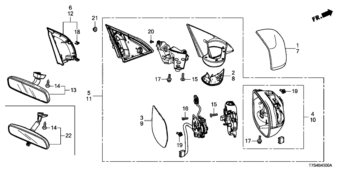 Honda 76255-T7W-A01 Housing Set, L.