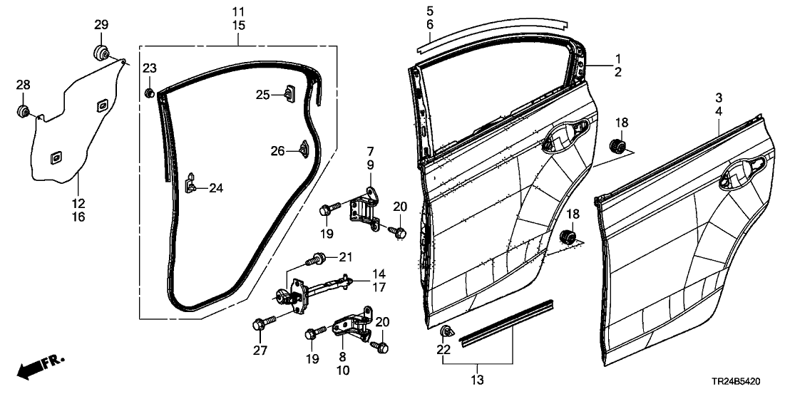 Honda 67910-TA0-A01ZZ Hinge, Right Rear Door (Upper)