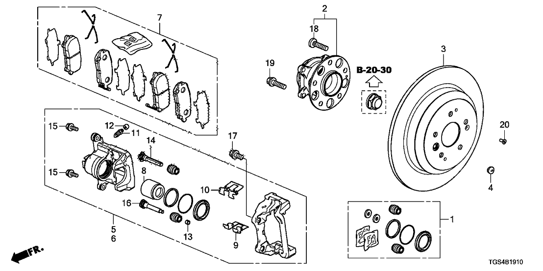 Honda 43018-TGS-A00 Rear Caliper Sub-Assembly