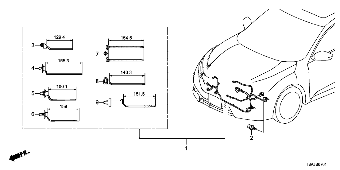 Honda 32130-TEG-A00 Wire Harness, FR. End