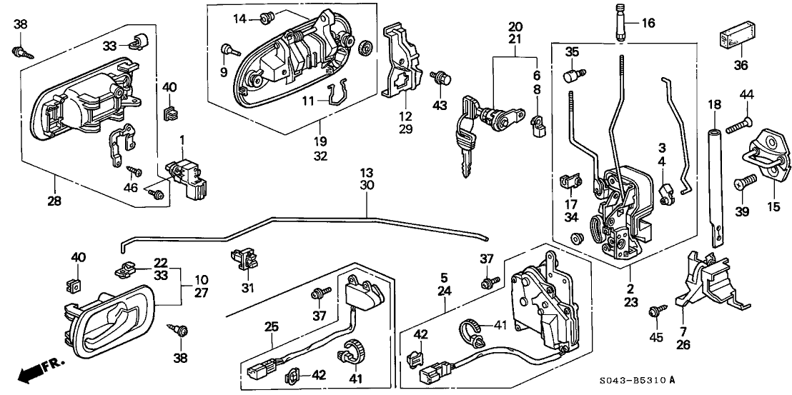 Honda 72180-S01-A01ZC Handle Assembly, Left Front Door (Outer) (Granada Black Pearl)