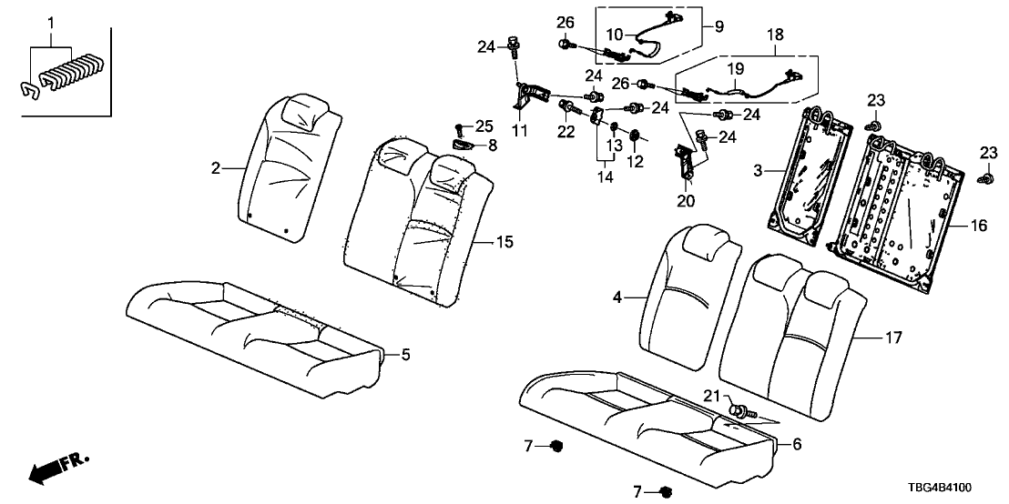 Honda 82131-TBG-A21ZC Cover, Rear Seat Cushion Trim (Deep Black)