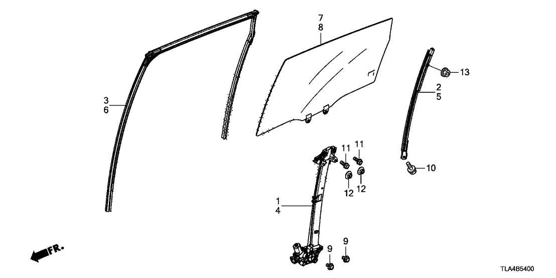 Honda 73400-TNY-A01 GLASS ASSY., R. RR. DOOR (PRIVACY)(FUYAO)