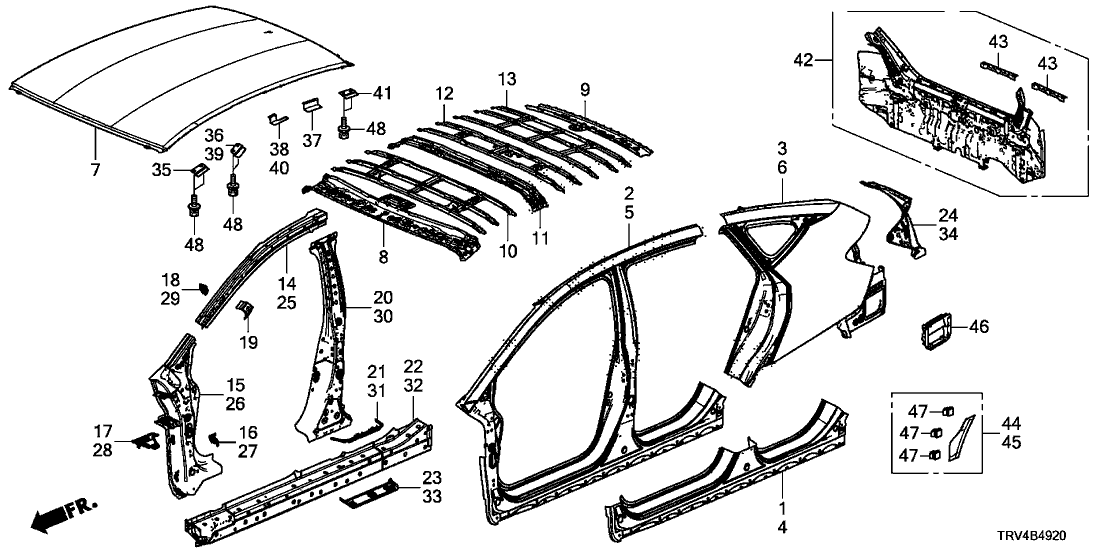 Trv A Zz Genuine Honda Panel Set L Rr Outer