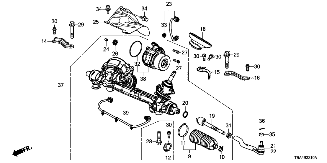 Honda 53650-TBC-A11 Rack Assembly, Power Steering (Eps) (Service)