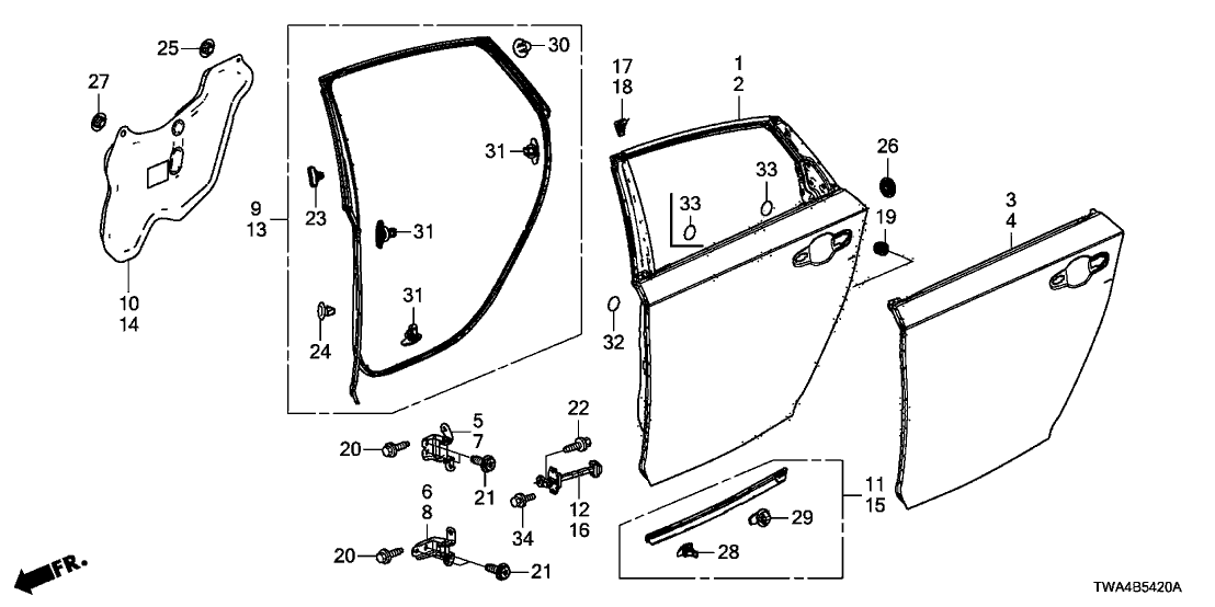 72868-TVA-A11 - Genuine Honda SEAL, L- RR- DOOR