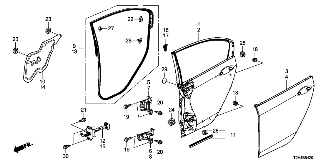 Honda 67550-T2F-A90ZZ Panel, L. RR. Door (DOT)