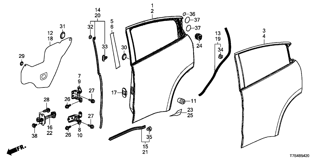 Honda 72825-T7A-003 Sub Seal,R RR Doo