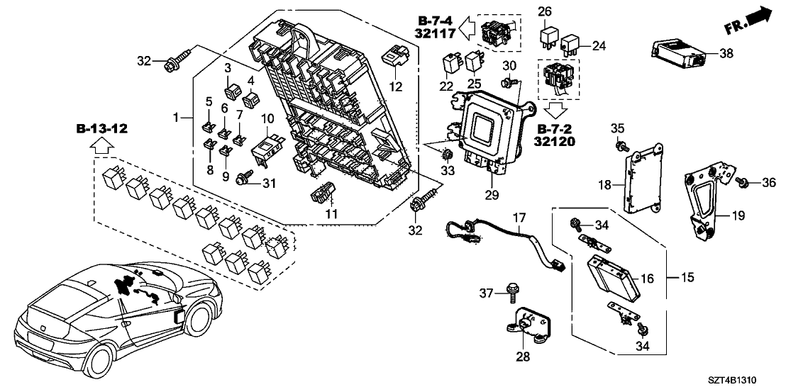 Honda 38200-SZT-A21 Box Assembly, Fuse