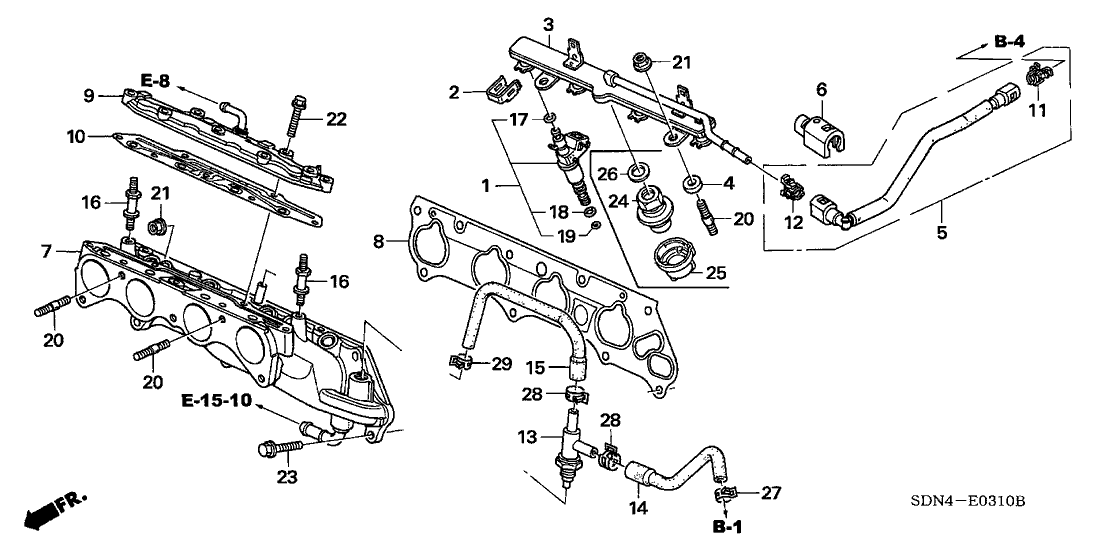 Honda 17050-RTB-000 Base, Injector