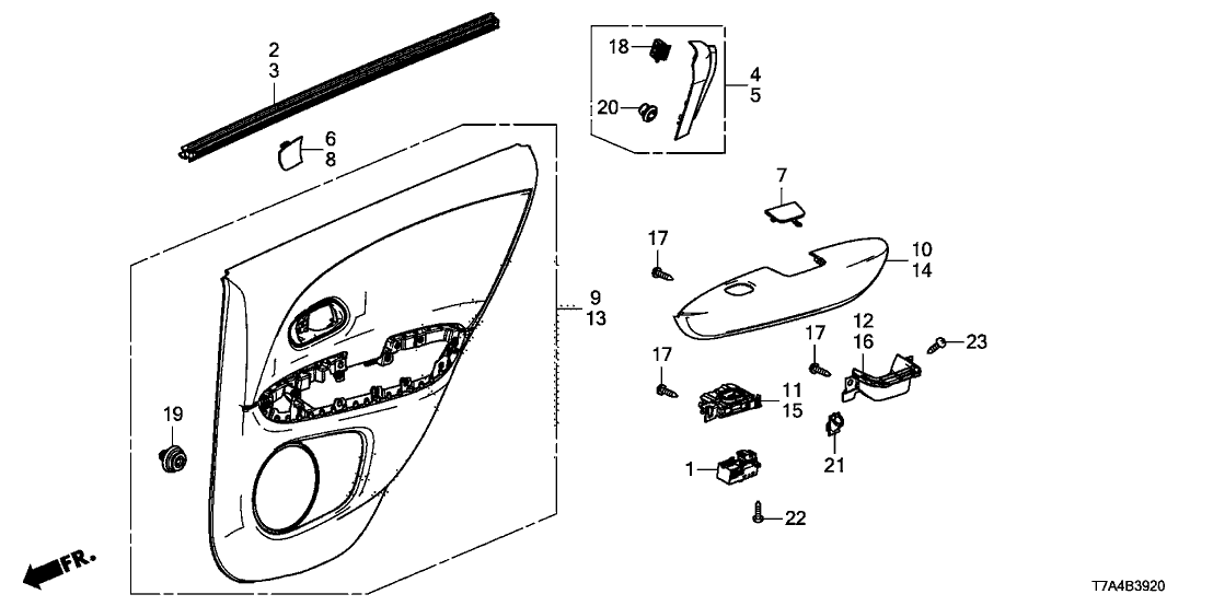 Honda 83701-THX-A01ZA LINING, R. RR. DOOR (LOWER) (TYPEB)