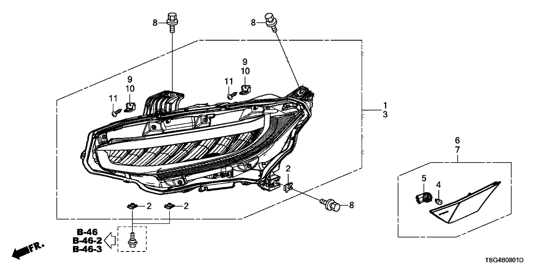 Honda 33150-TBA-A22 Headlight Assembly, Driver Side