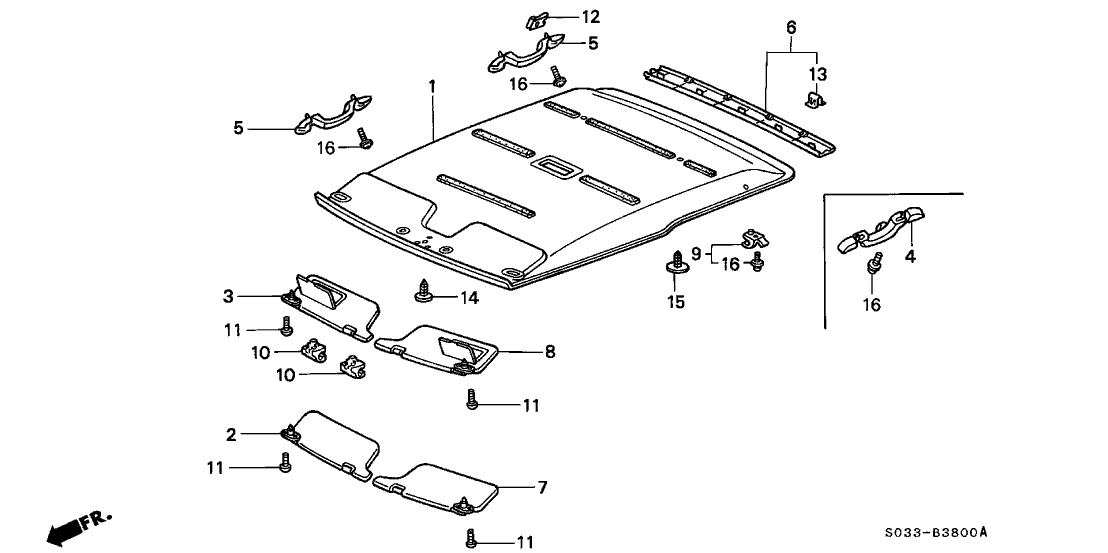 Honda 83200-S00-A00ZA Lining Assy., Roof *NH220L* (CLEAR GRAY)