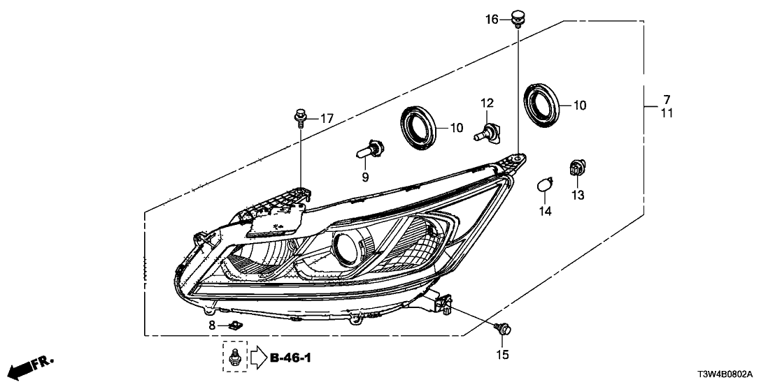 Honda 33150-T2A-A91 Headlight Assembly, Driver Side