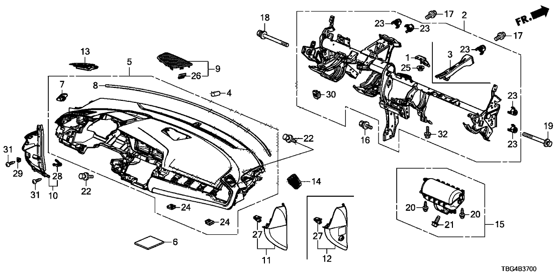 Honda 61310-TBA-325ZZ Beam Comp, Steering Hang